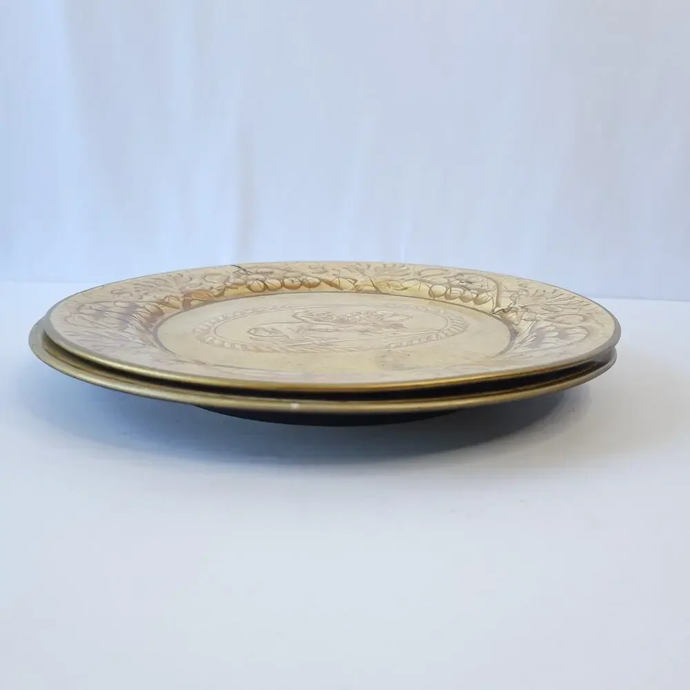 Set of 2 Raymond Waites for Toyo Trading Decorative Plates Lion Grapes Yellow